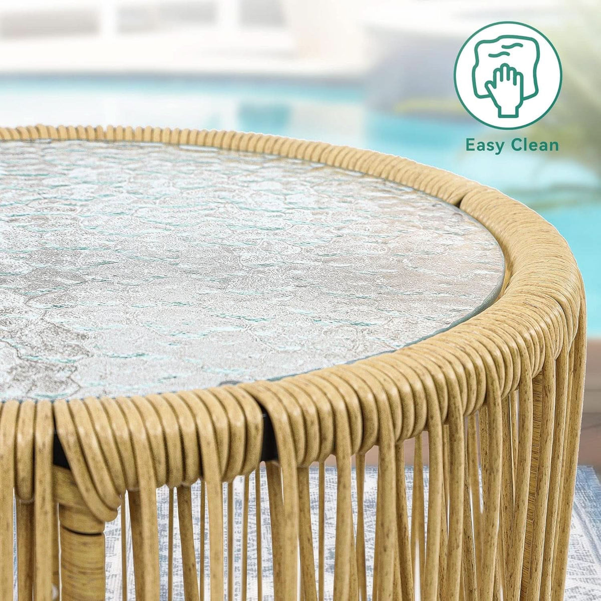 Outdoor Wicker Patio Bistro Set 3 Piece With Glass Table