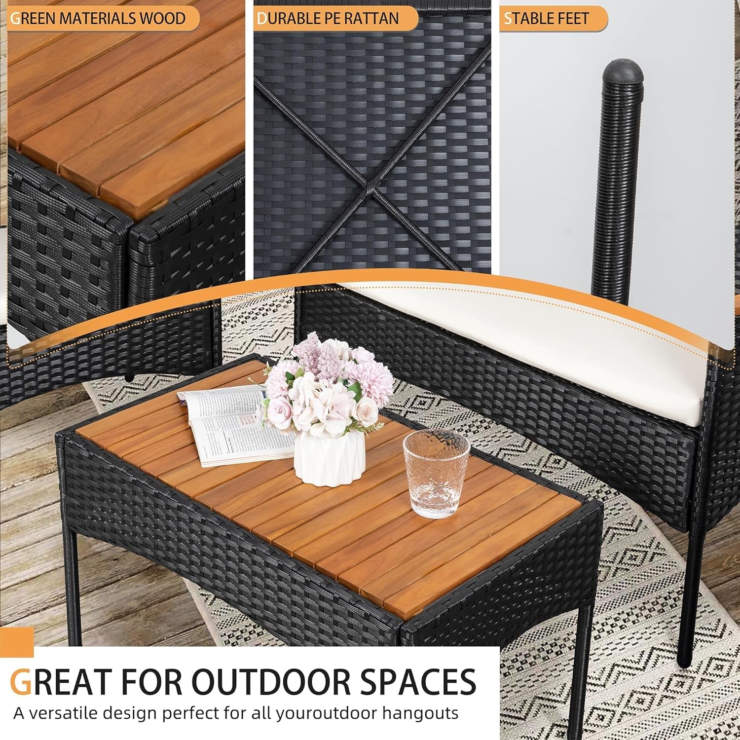 Outdoor Wicker Patio Furniture Set with Cushions
