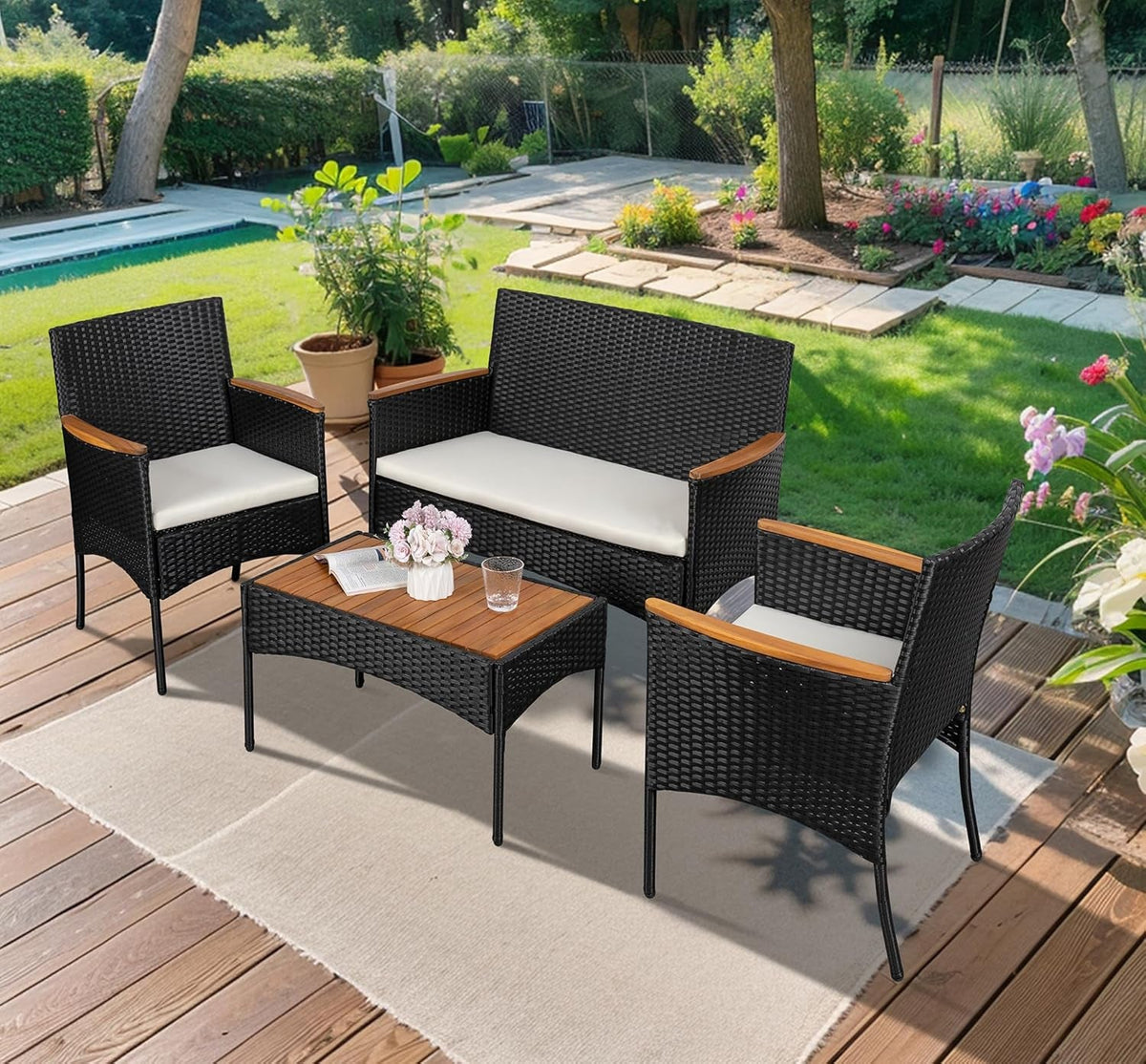 Outdoor Wicker Patio Furniture Set with Cushions