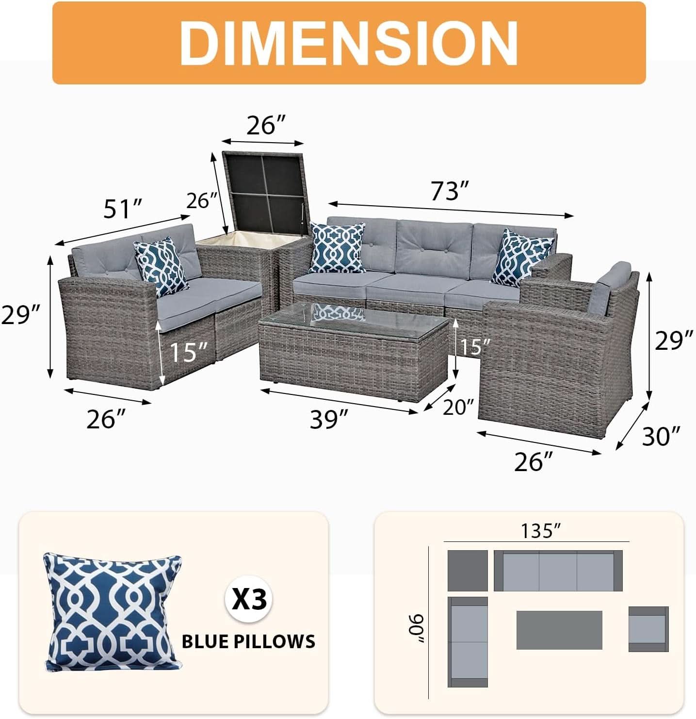 Outdoor Wicker Patio Furniture Set with Storage Box