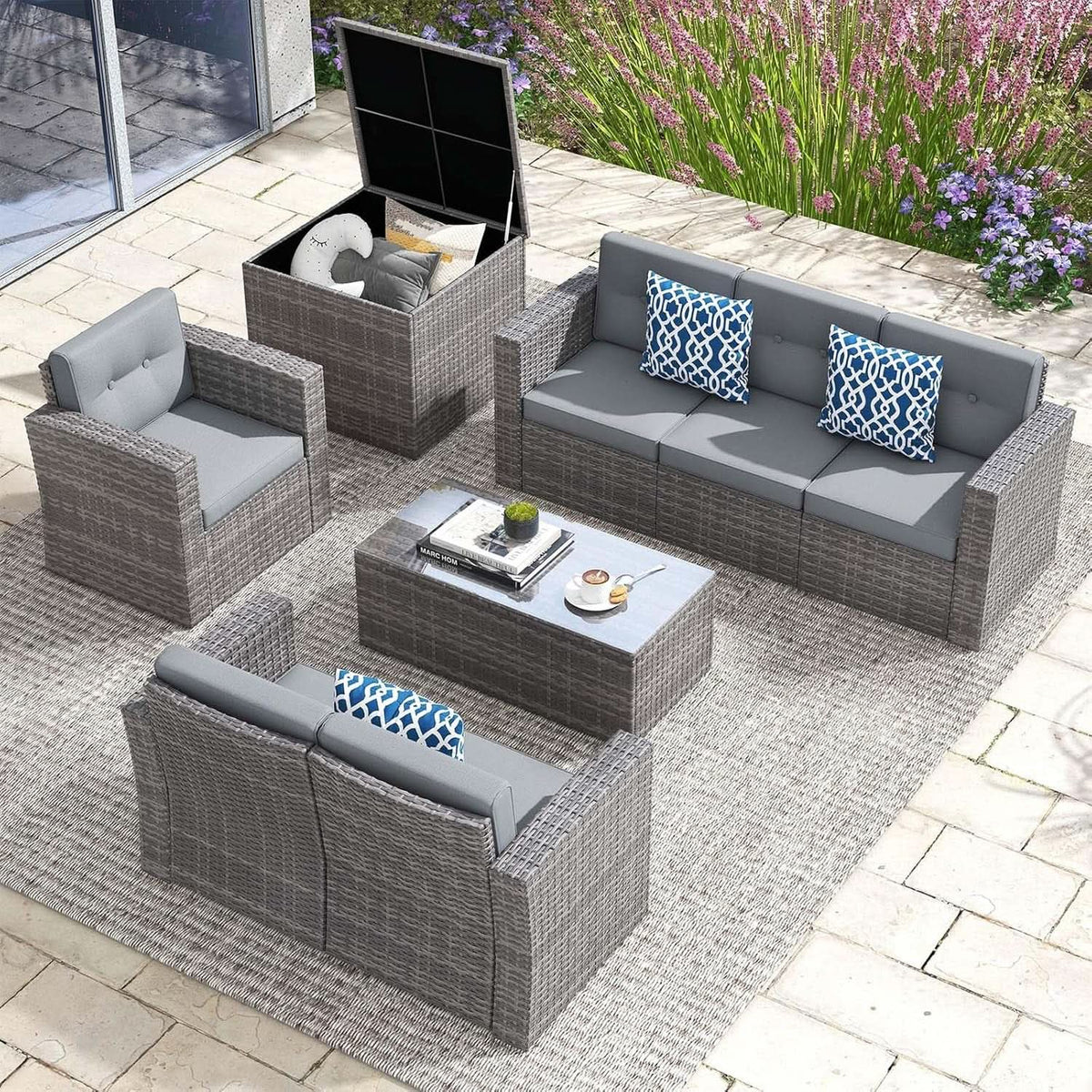 Outdoor Wicker Patio Furniture Set with Storage Box