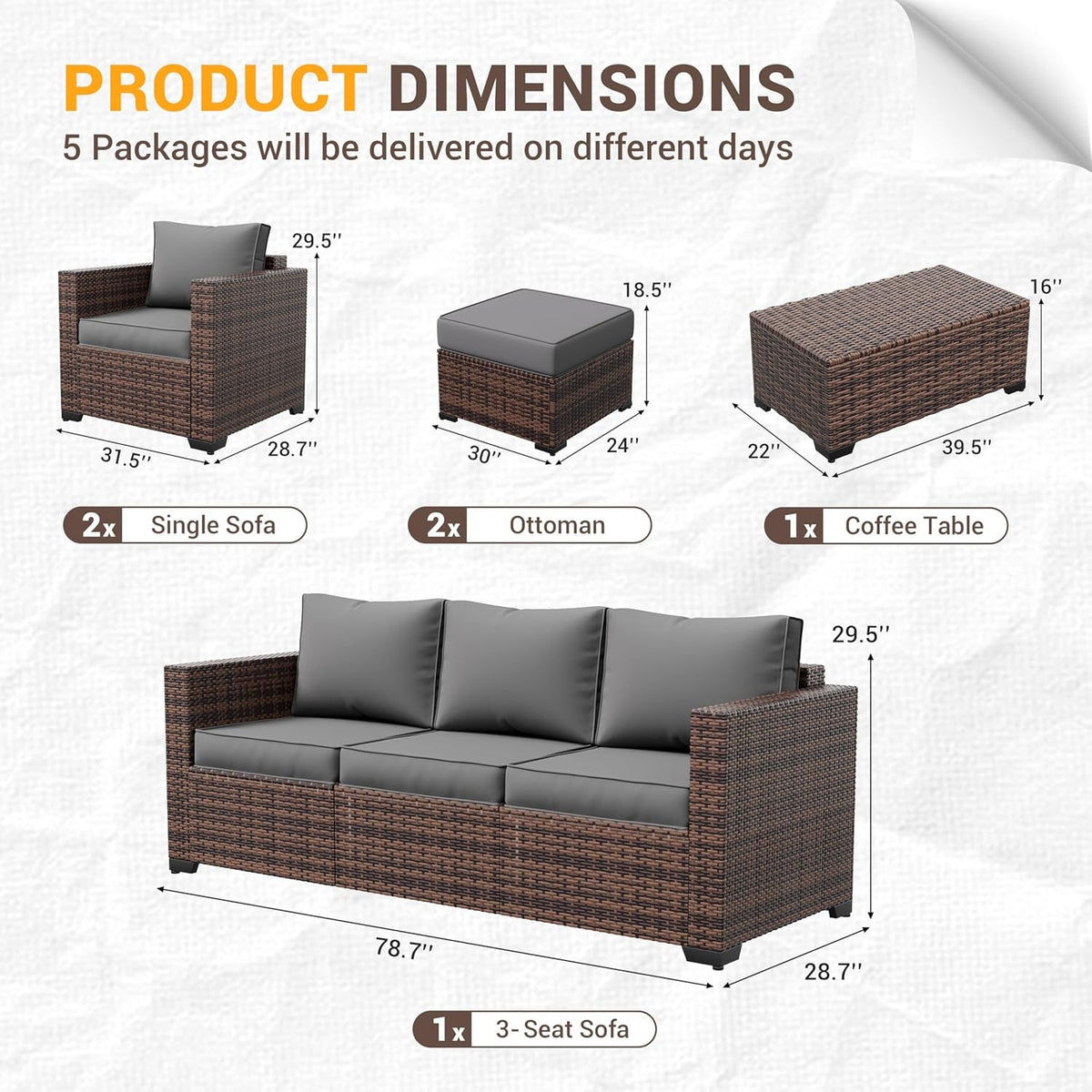 Outdoor Wicker Rattan Sofa Set for Patio Enjoyment