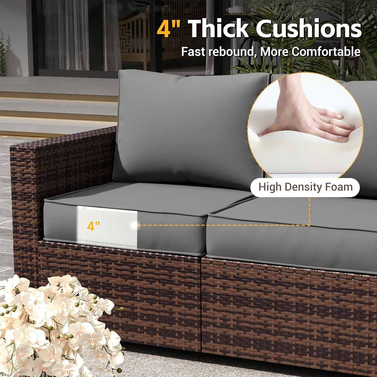 Outdoor Wicker Rattan Sofa Set for Patio Enjoyment