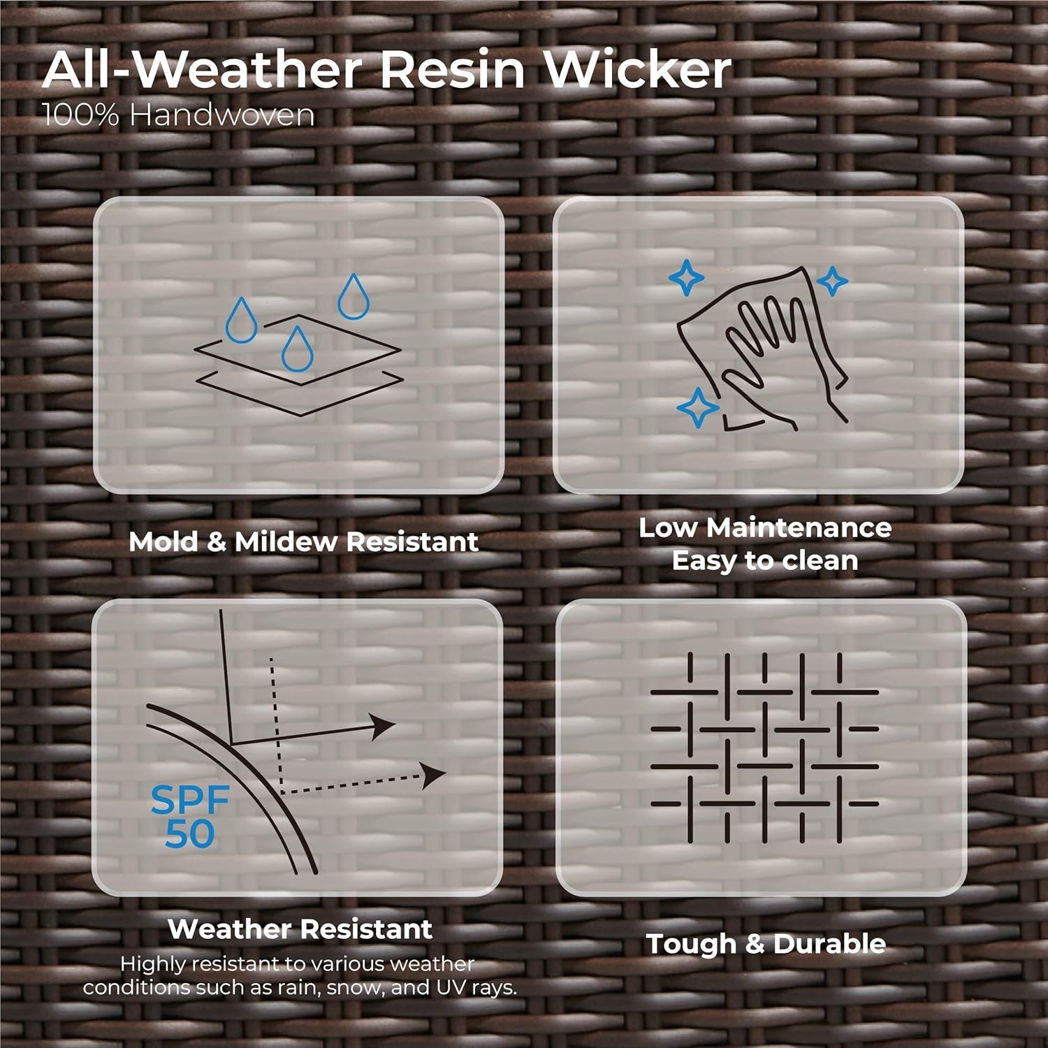 Outdoor Wicker Rocking Chair with Thick Cushions and Swivel