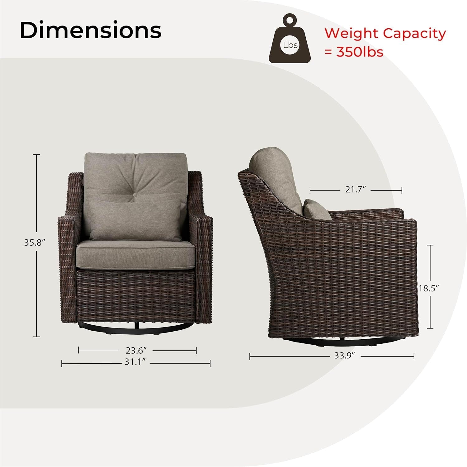 Outdoor Wicker Rocking Chair with Thick Cushions and Swivel