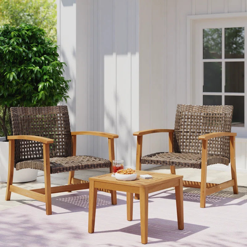 Outdoor Wicker Seating Set 3 Piece Patio End Table