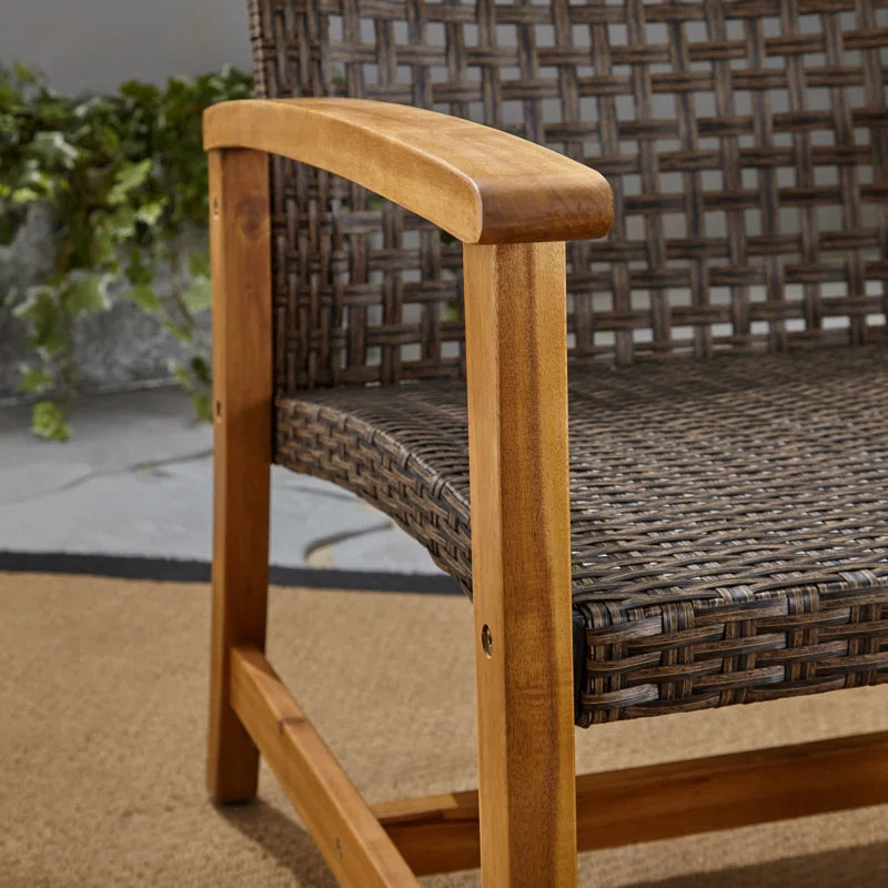 Outdoor Wicker Seating Set 3 Piece Patio End Table