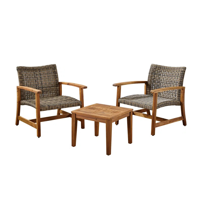 Outdoor Wicker Seating Set 3 Piece Patio End Table