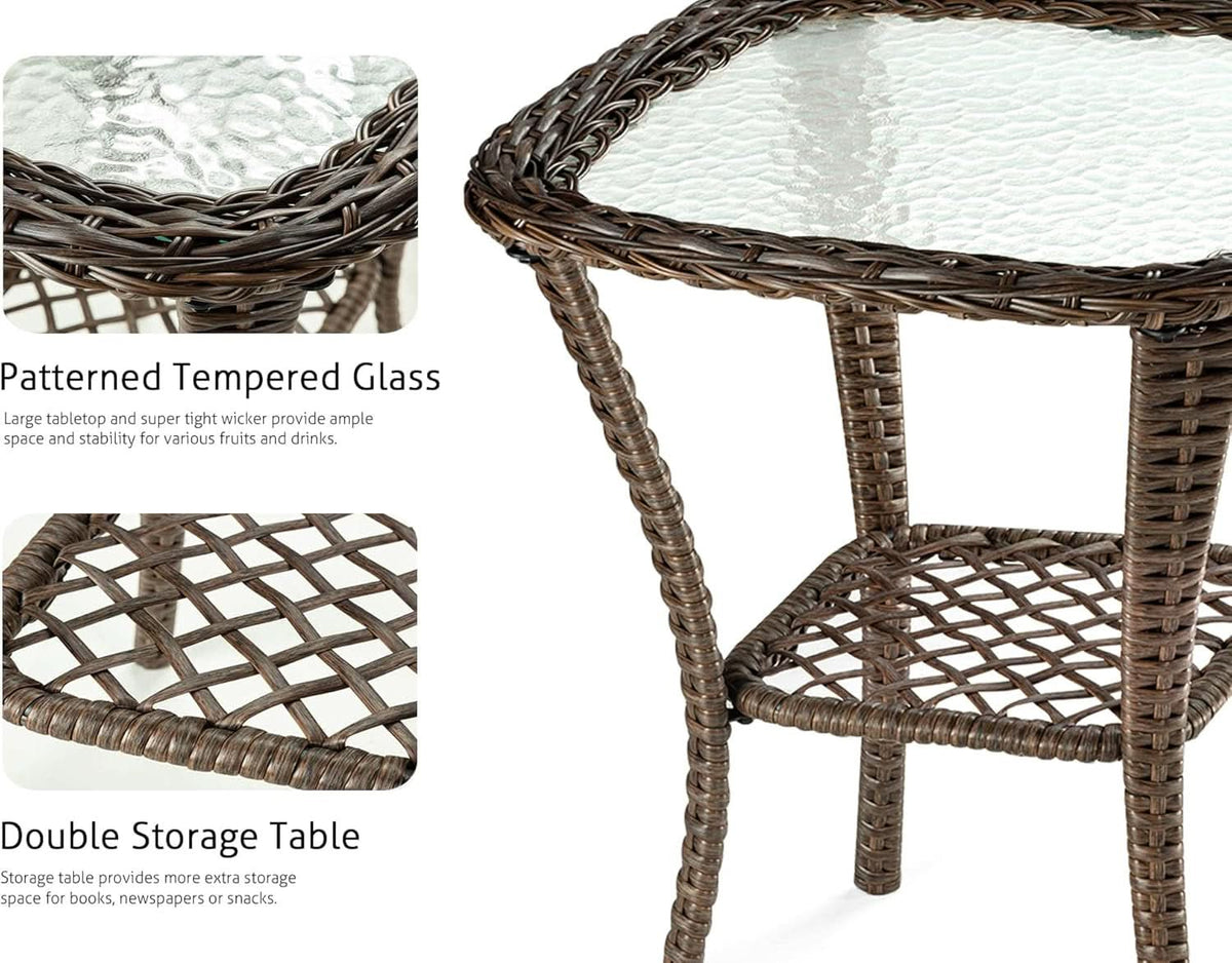 Outdoor Wicker Swivel Glider Rocker Patio Furniture Set