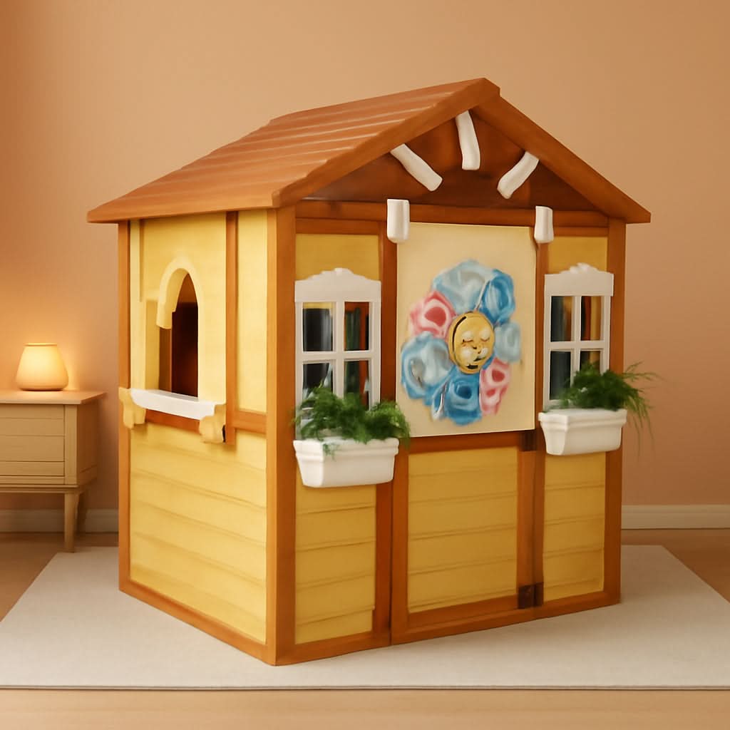 Outdoor Wooden Playhouse For Kids Weatherproof Doors