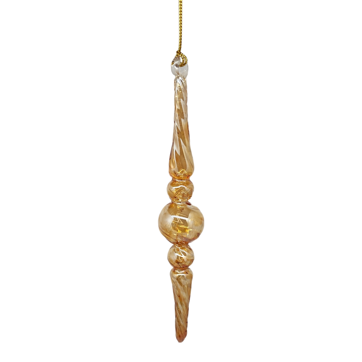 Outer Swirl Icicle Glass Ornaments - Gold -Finial