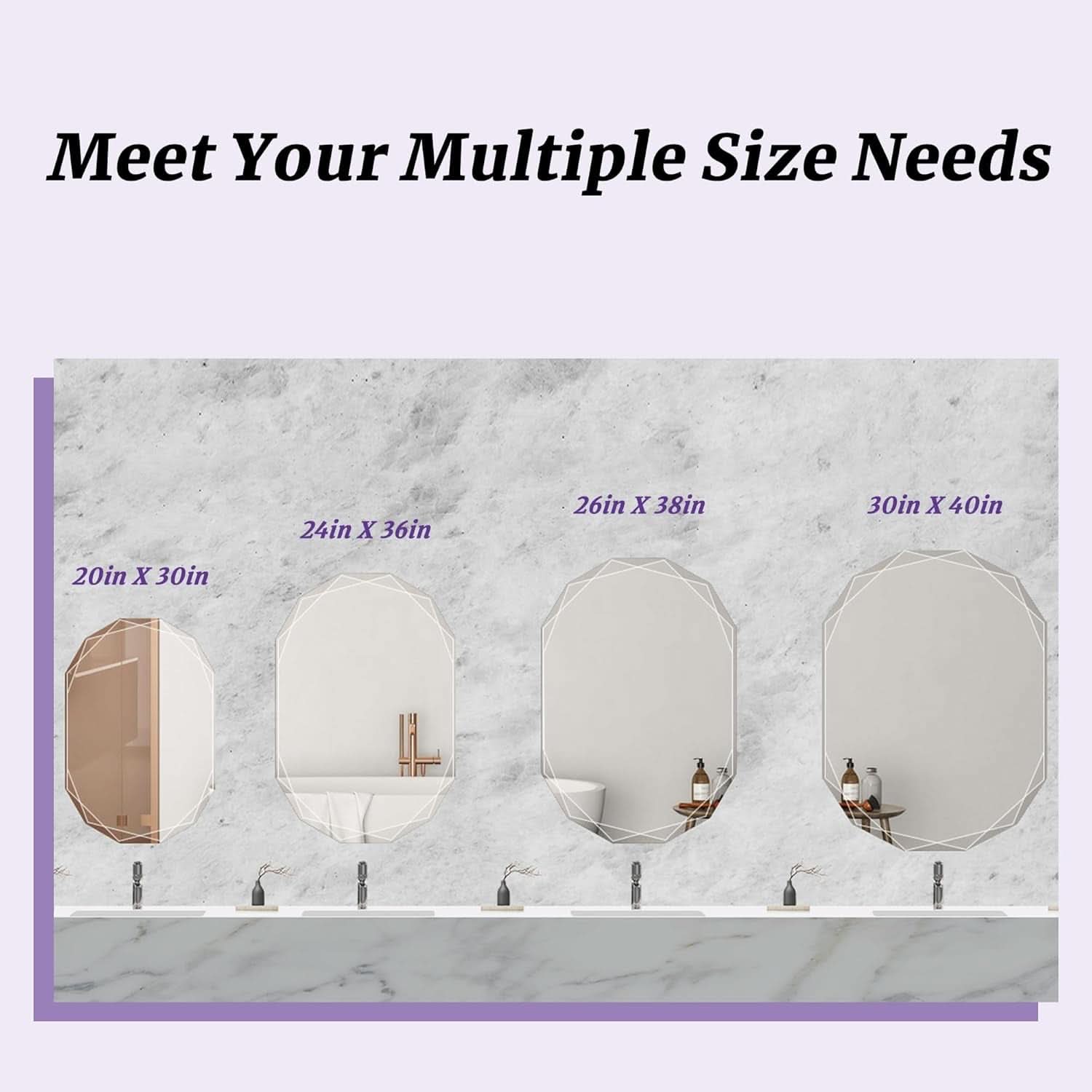 Oval Beveled Edge Frameless Bathroom Vanity Mirror 24x36 Wall Mount