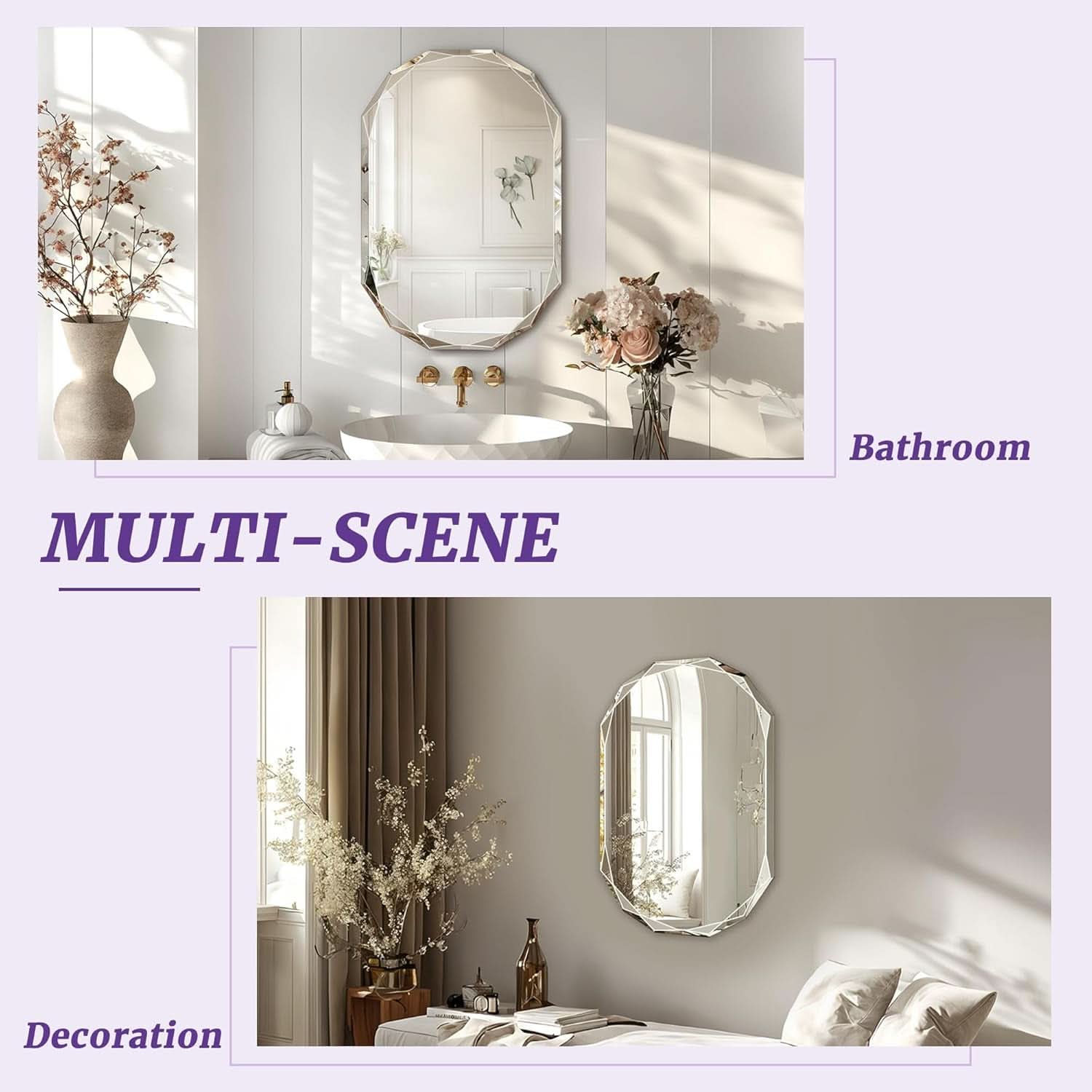 Oval Beveled Edge Frameless Bathroom Vanity Mirror 24x36 Wall Mount