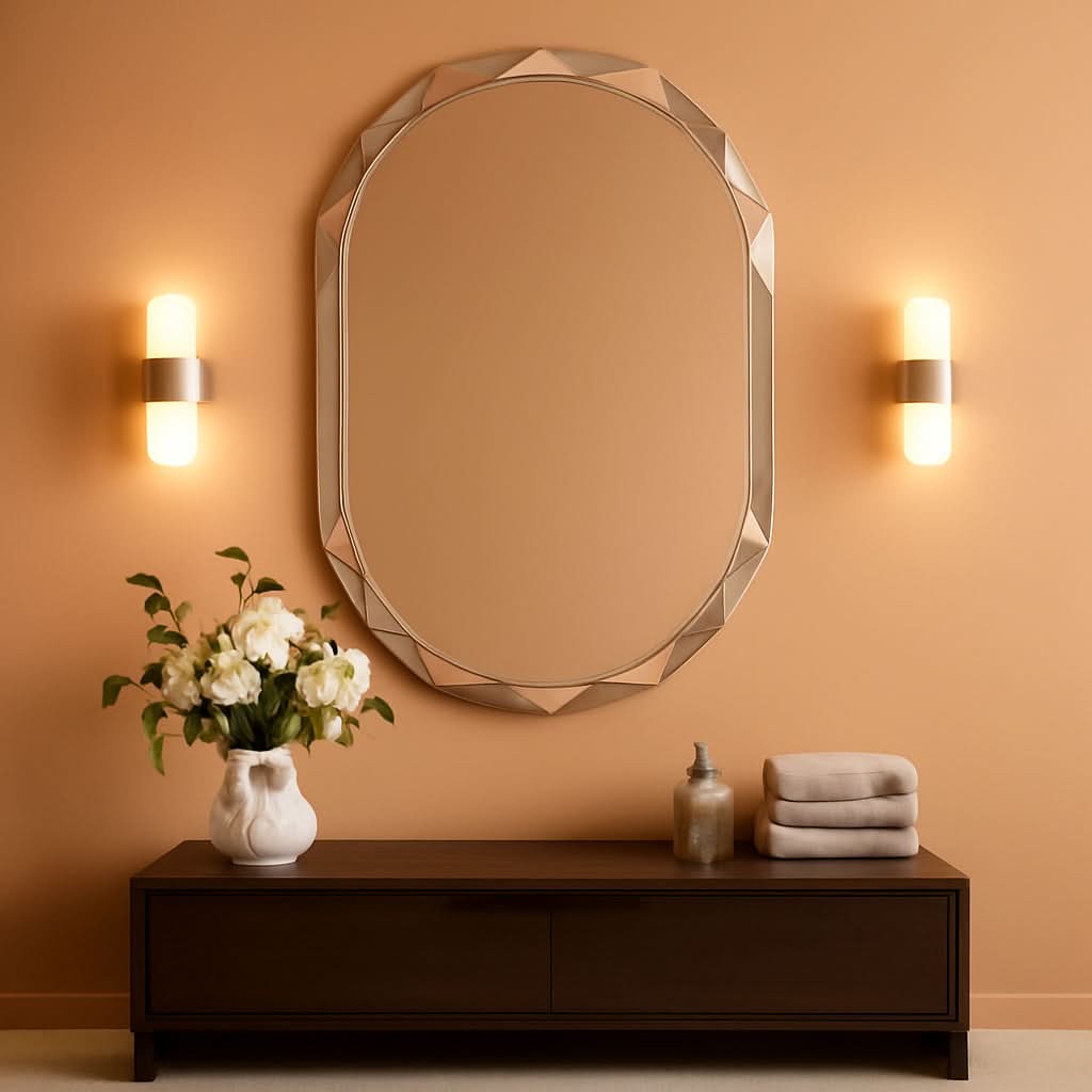 Oval Beveled Edge Frameless Bathroom Vanity Mirror 24x36 Wall Mount