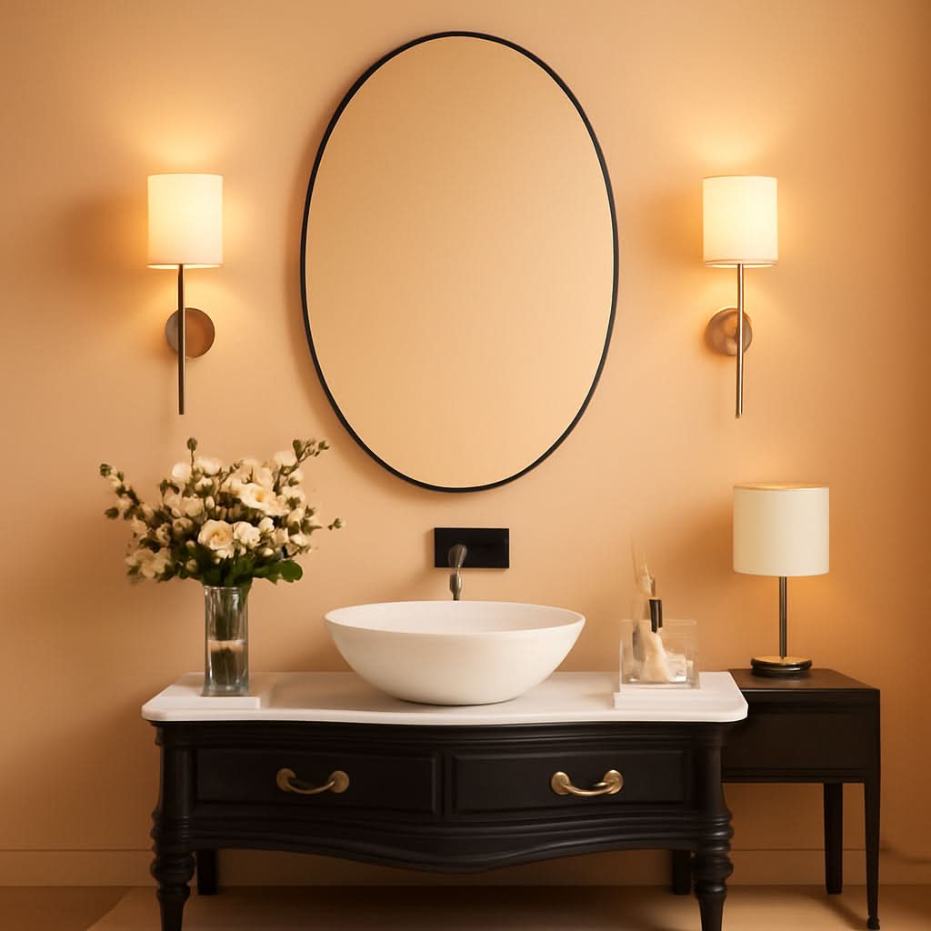 Oval Mirror 20x30 Black Bathroom Vanity Wall Mount
