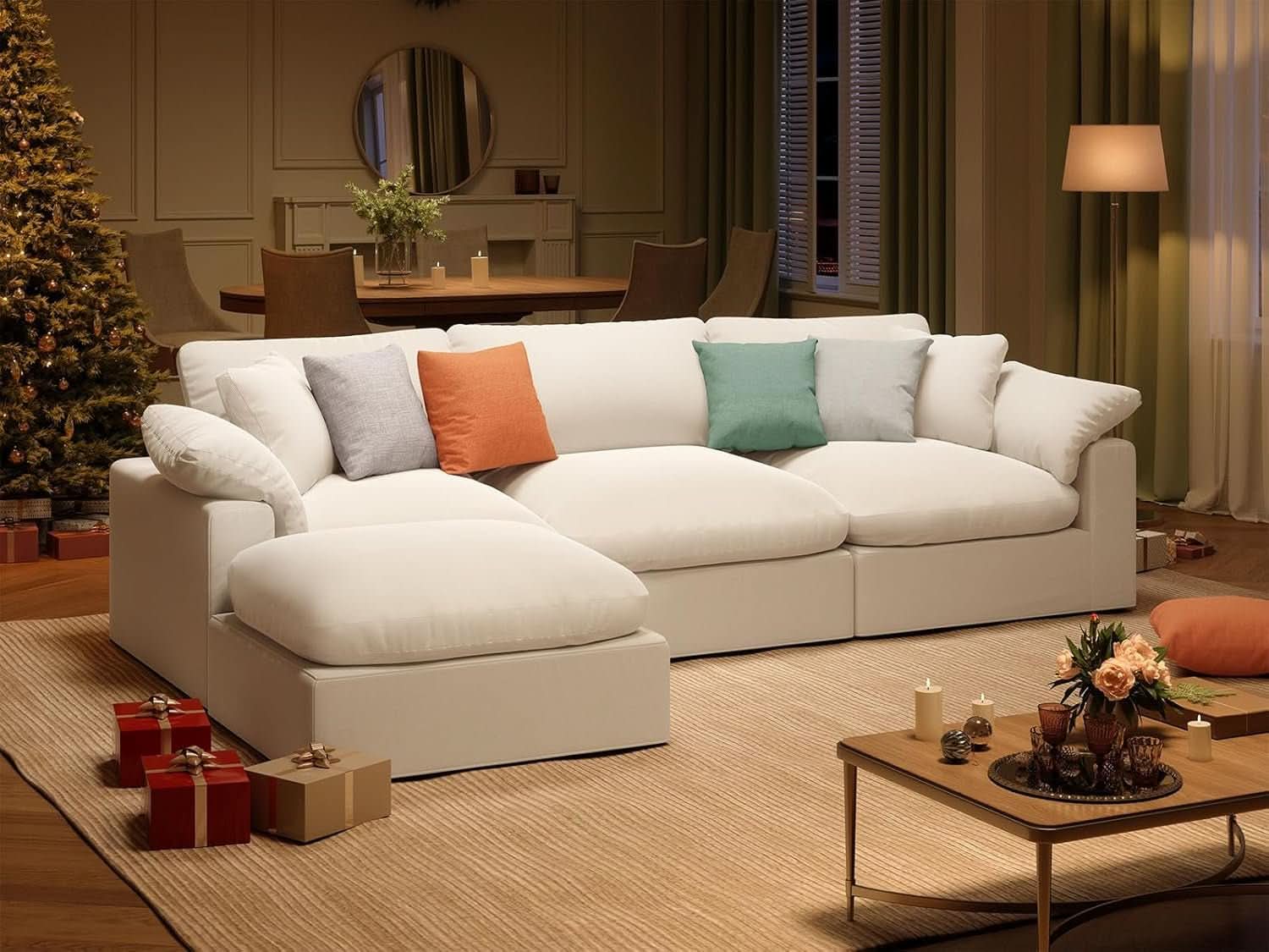 Oversize Modular Sectional Sofa with Chaise and Cushions