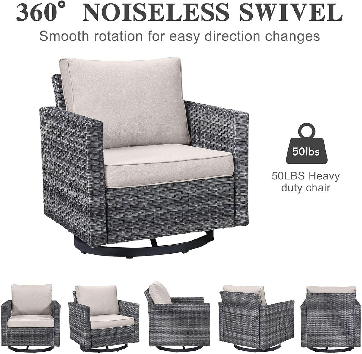 Oversize Outdoor Wicker Patio Sofa Set With Swivel Chairs