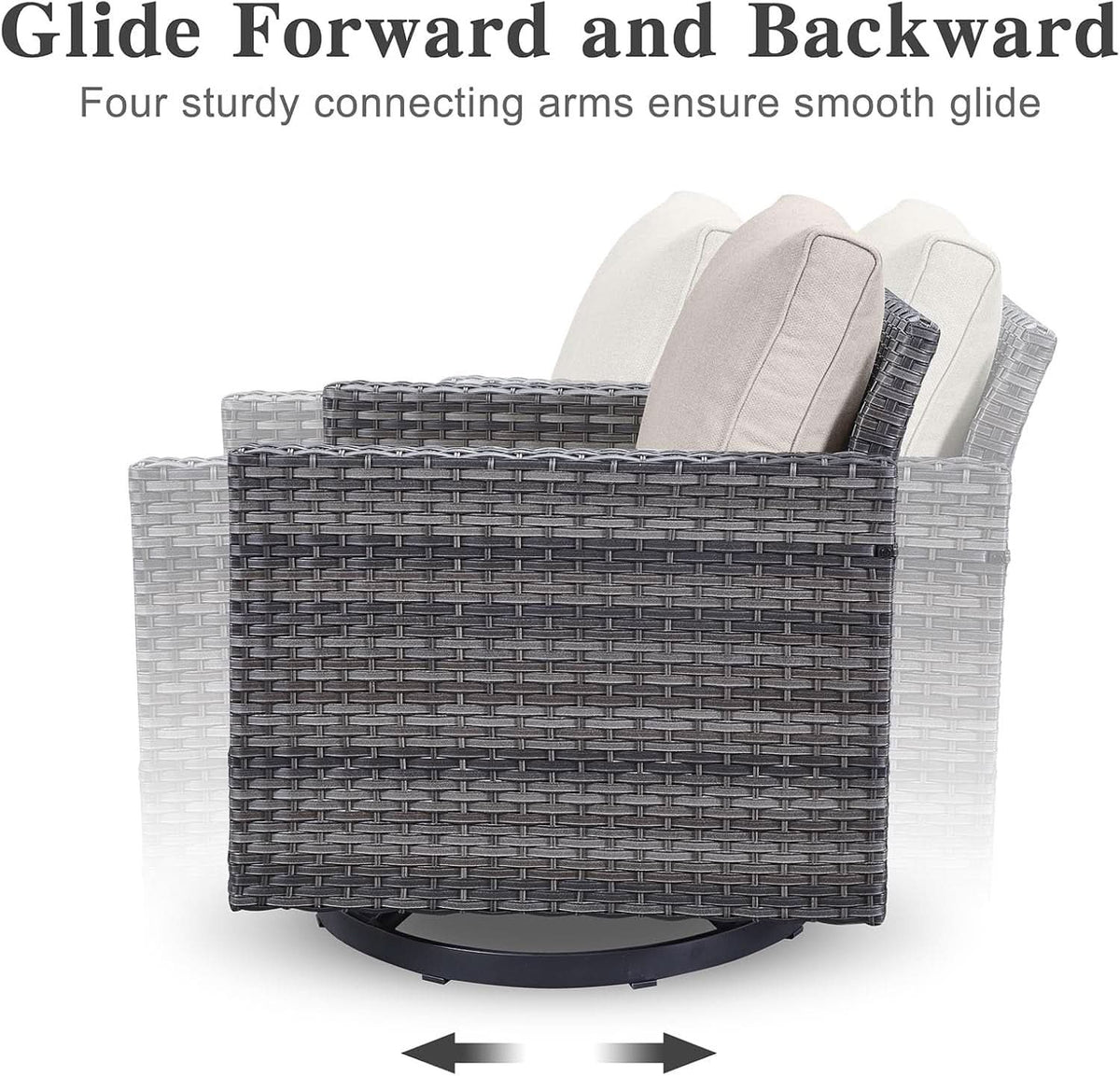 Oversize Outdoor Wicker Patio Sofa Set With Swivel Chairs