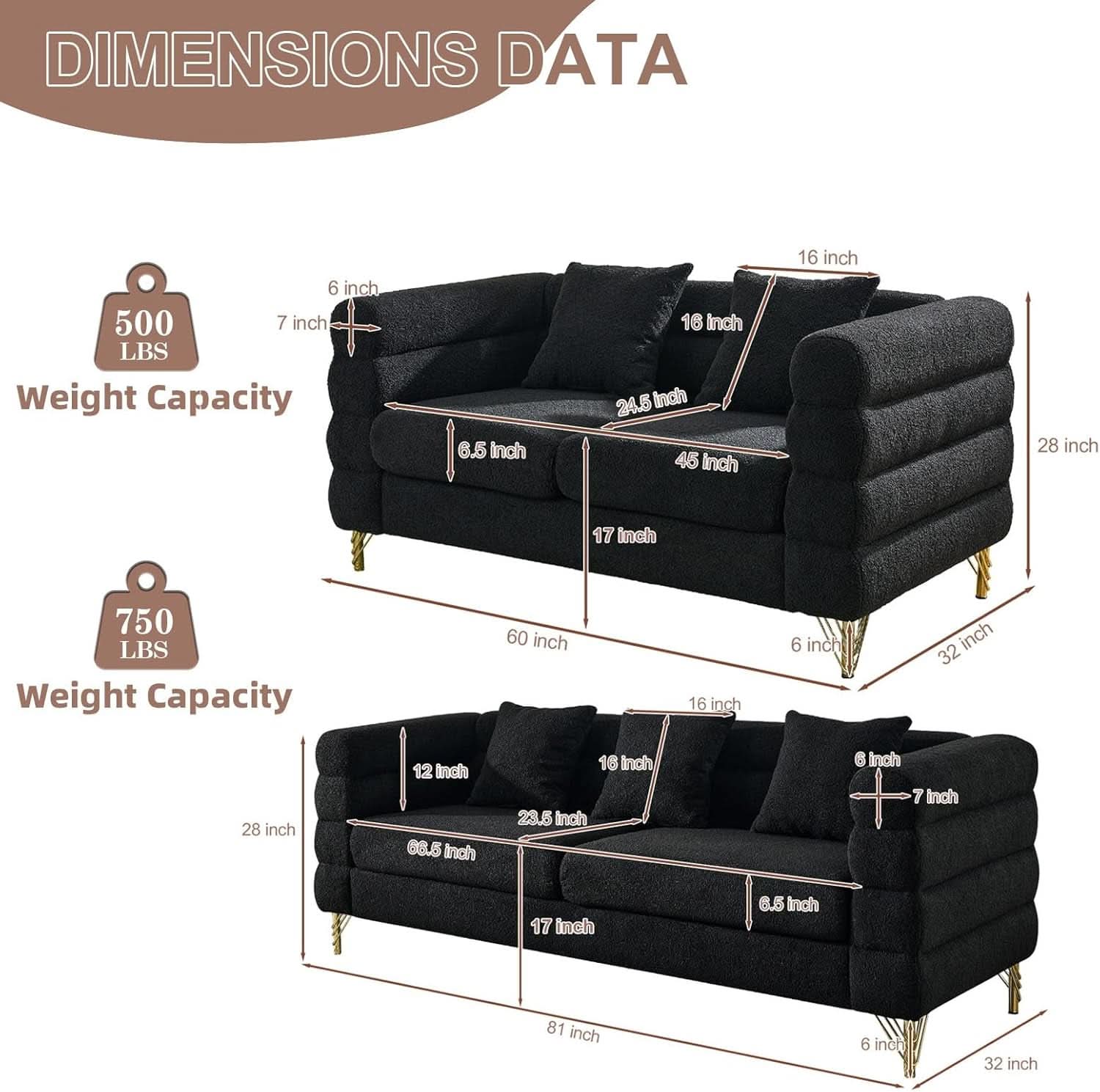 Oversize Seater Sofa Set In Black With Extra Deep Seats