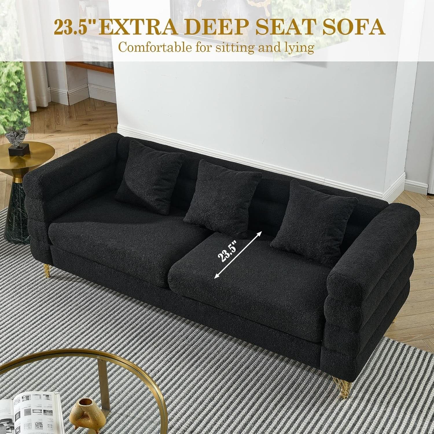 Oversize Seater Sofa Set In Black With Extra Deep Seats
