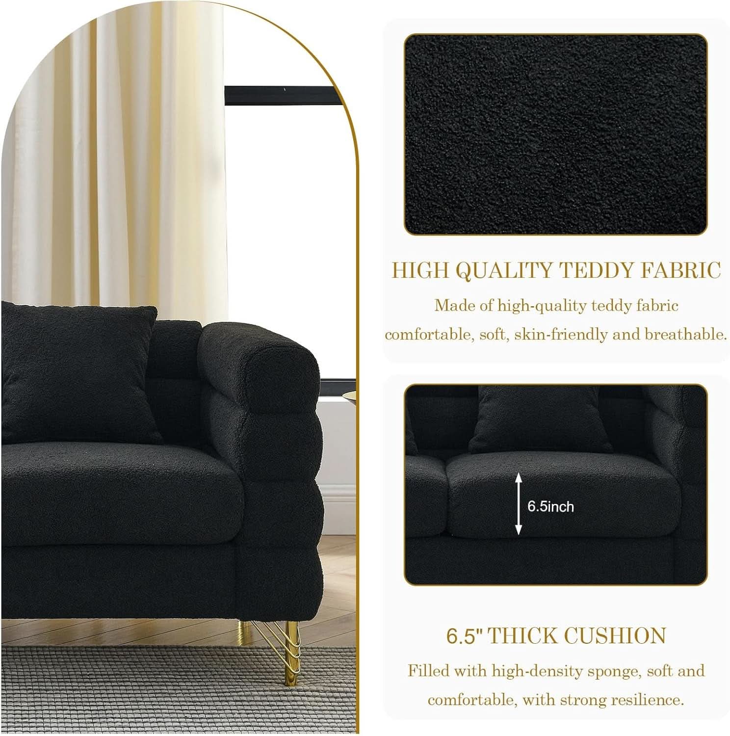 Oversize Seater Sofa Set In Black With Extra Deep Seats