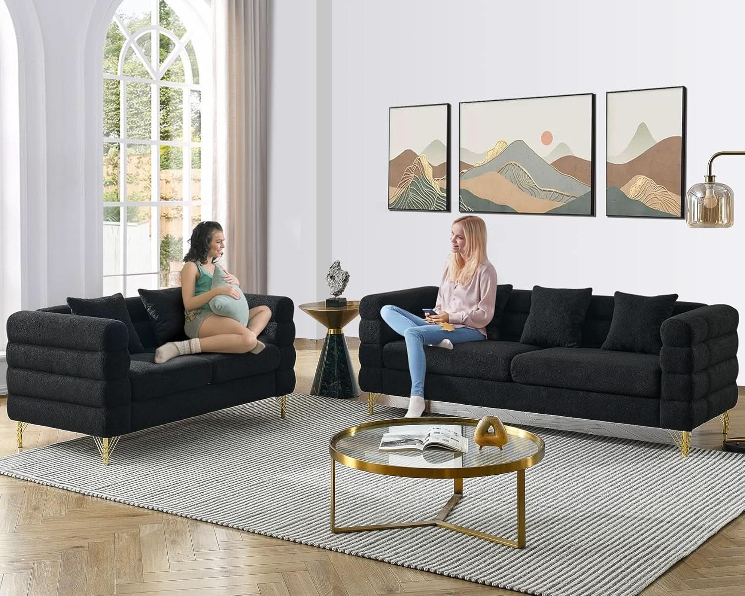 Oversize Seater Sofa Set In Black With Extra Deep Seats