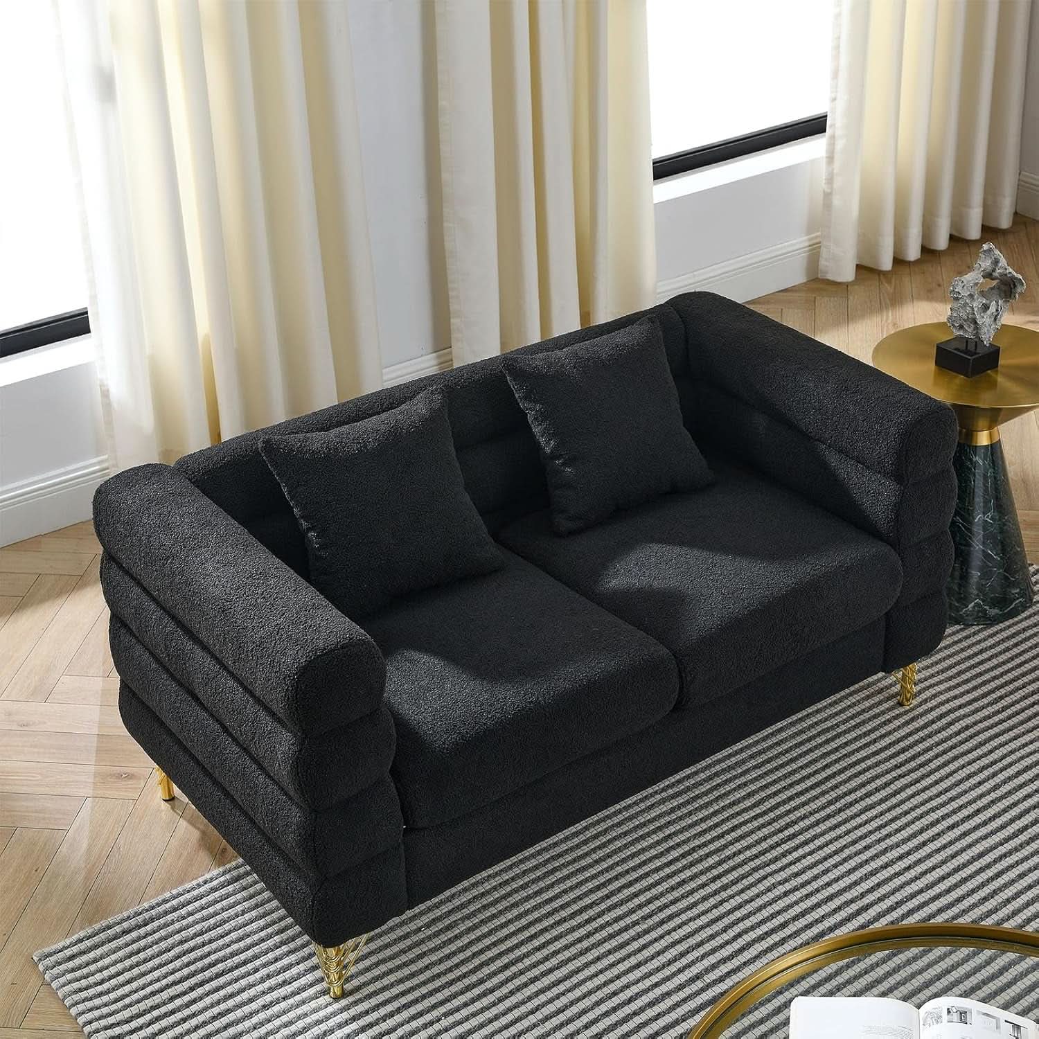 Oversize Seater Sofa Set In Black With Extra Deep Seats