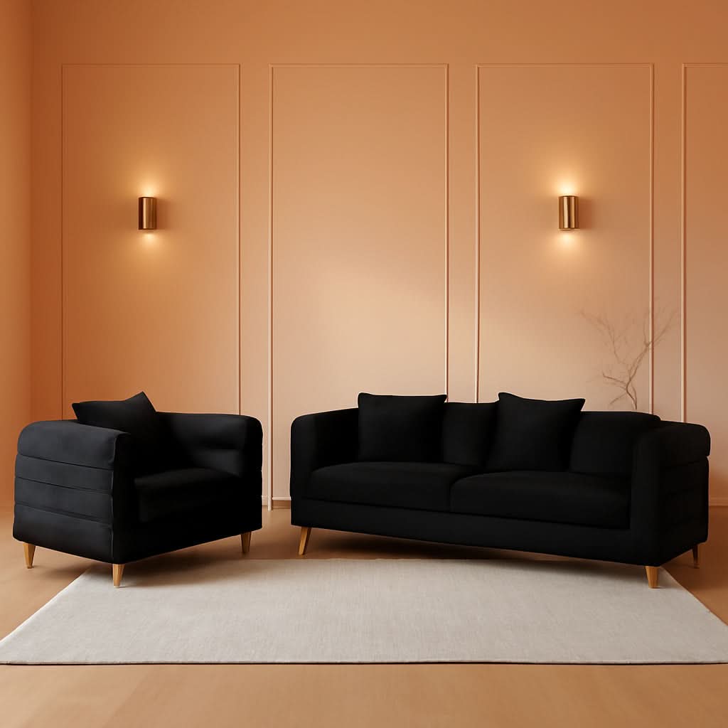 Oversize Seater Sofa Set In Black With Extra Deep Seats