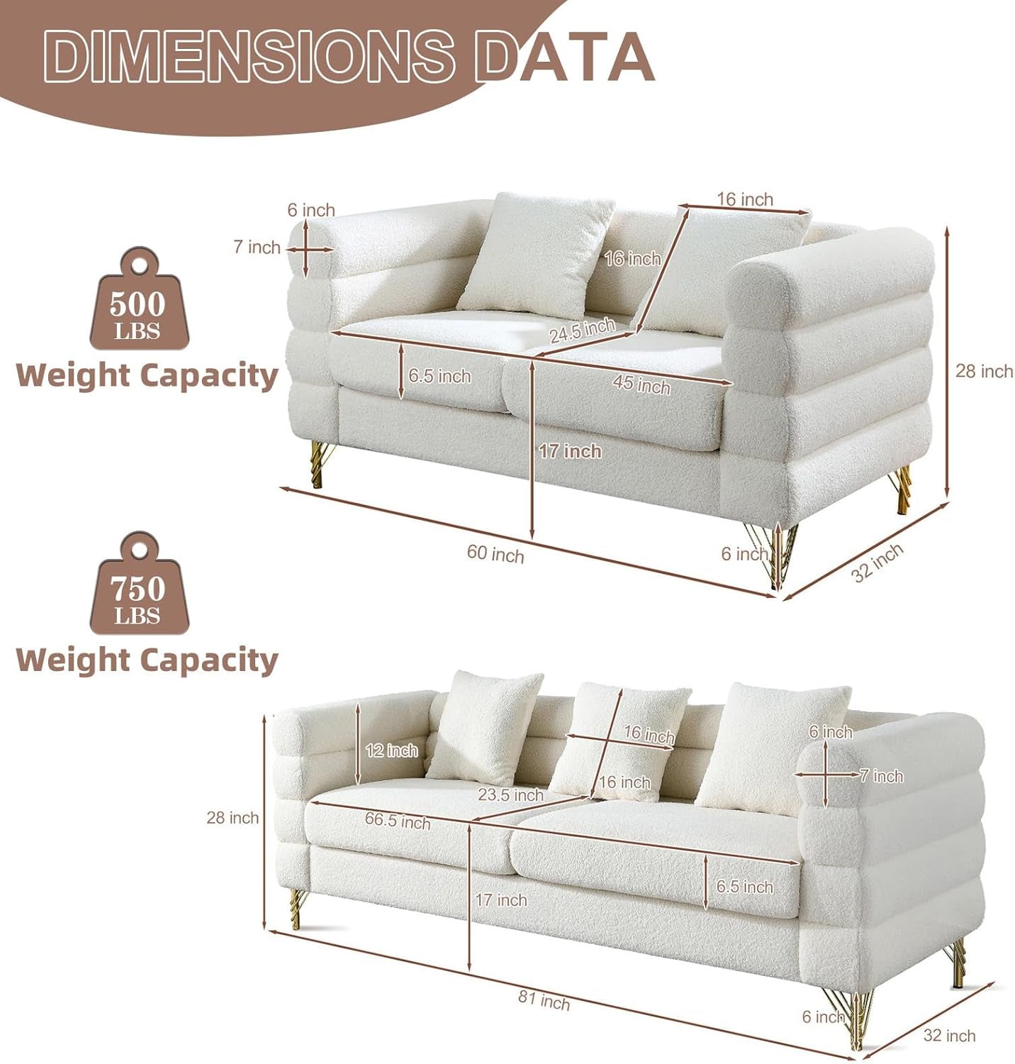 Oversize White Two To Three Seater Sofa Set With Deep Seats