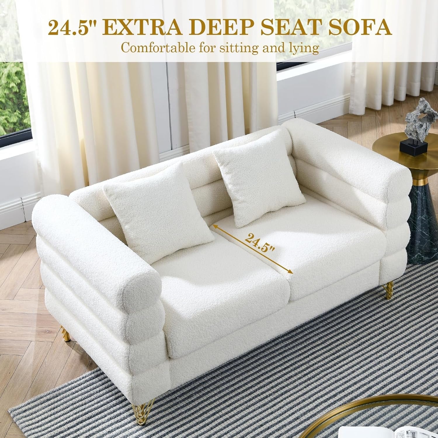 Oversize White Two To Three Seater Sofa Set With Deep Seats