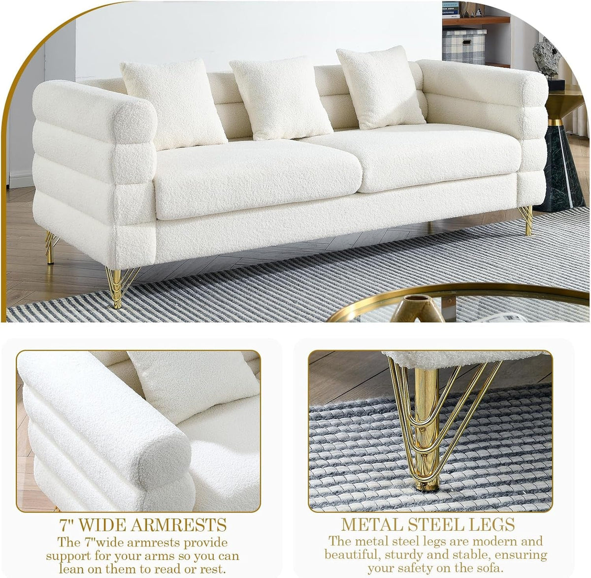 Oversize White Two To Three Seater Sofa Set With Deep Seats