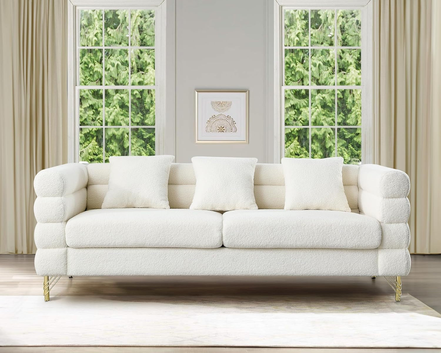 Oversize White Two To Three Seater Sofa Set With Deep Seats