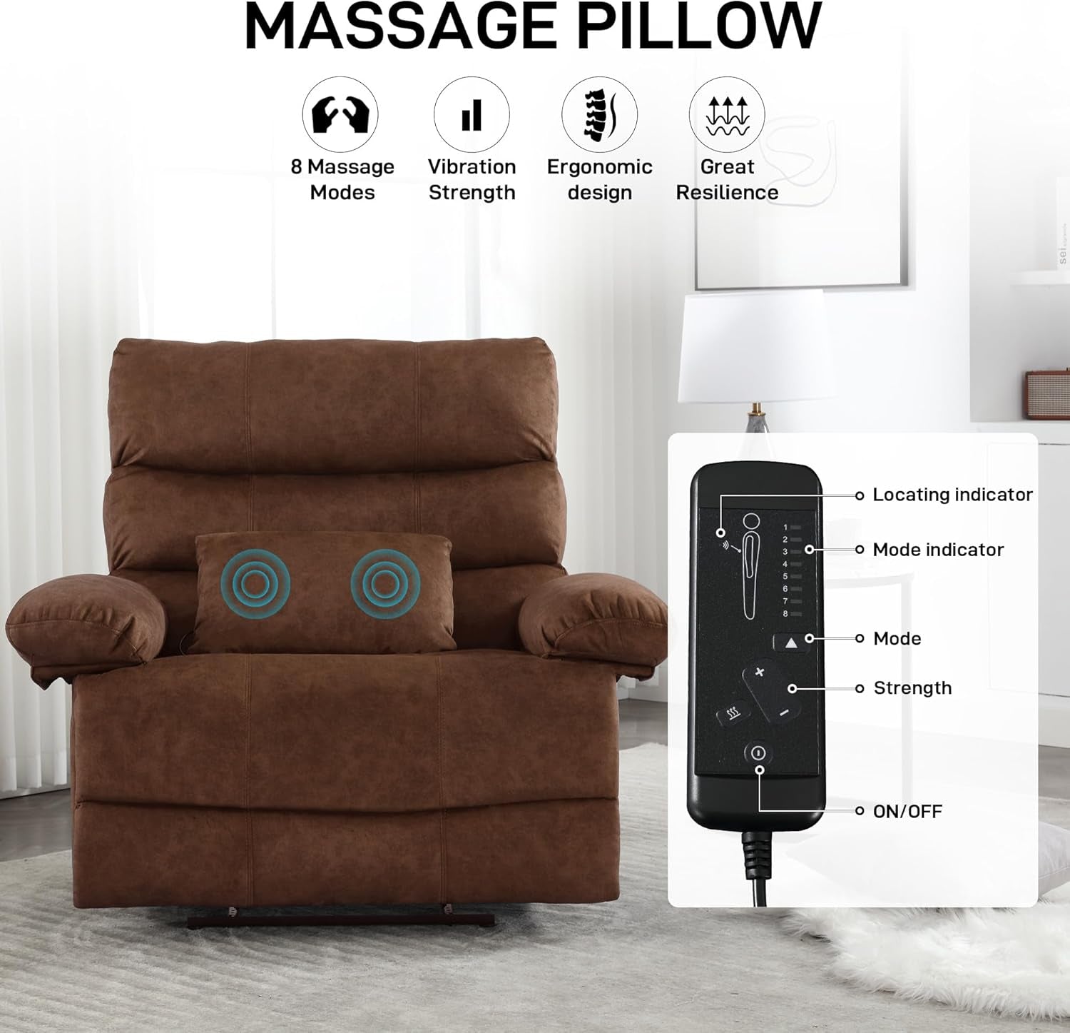 Oversized 28 Inch Wide Recliner Chair With Massage And Heat