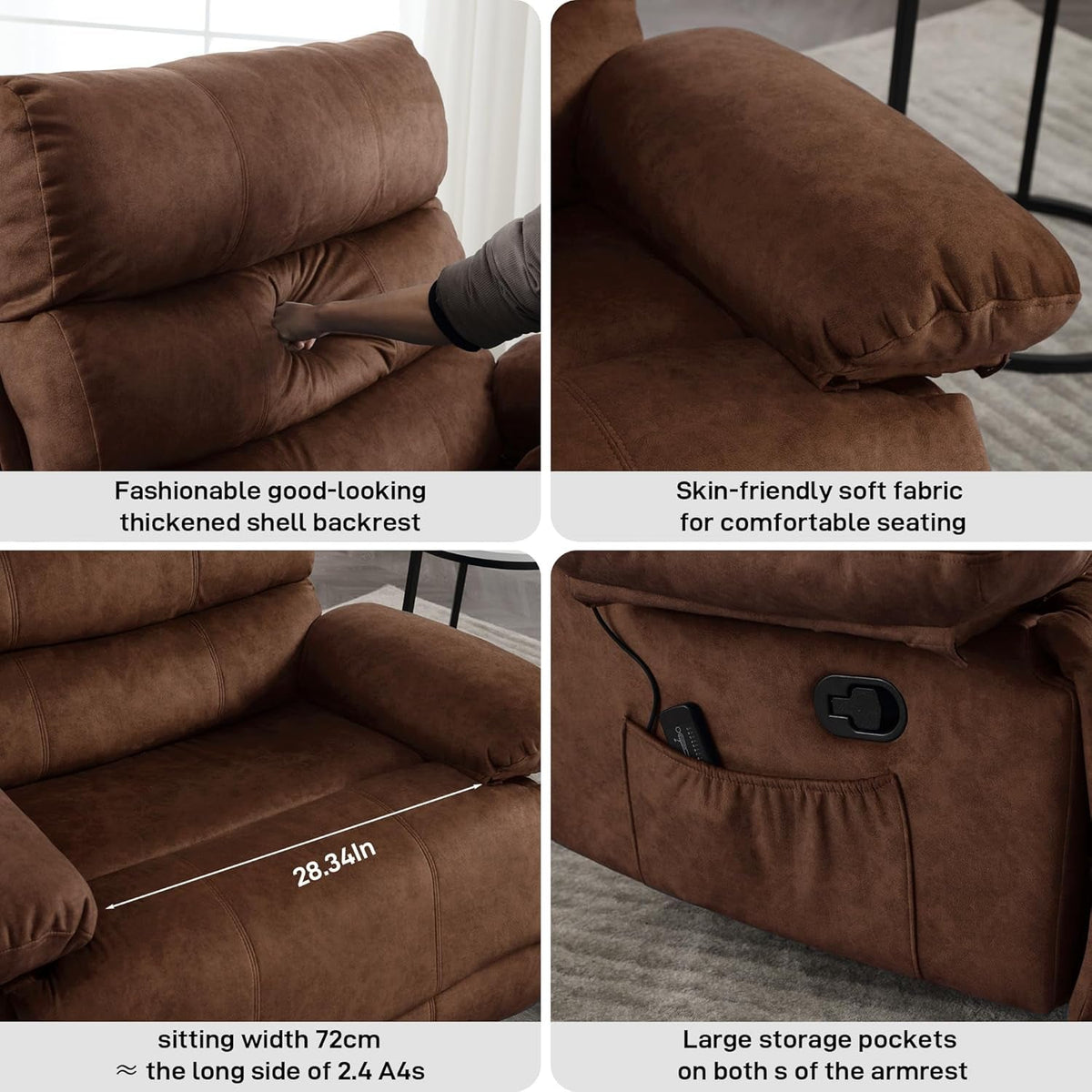 Oversized 28 Inch Wide Recliner Chair With Massage And Heat