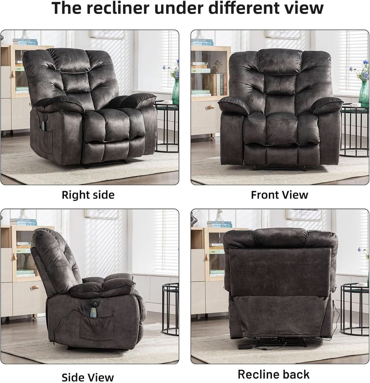 Oversized 41 Inch Power Recliner With Massage And Heat