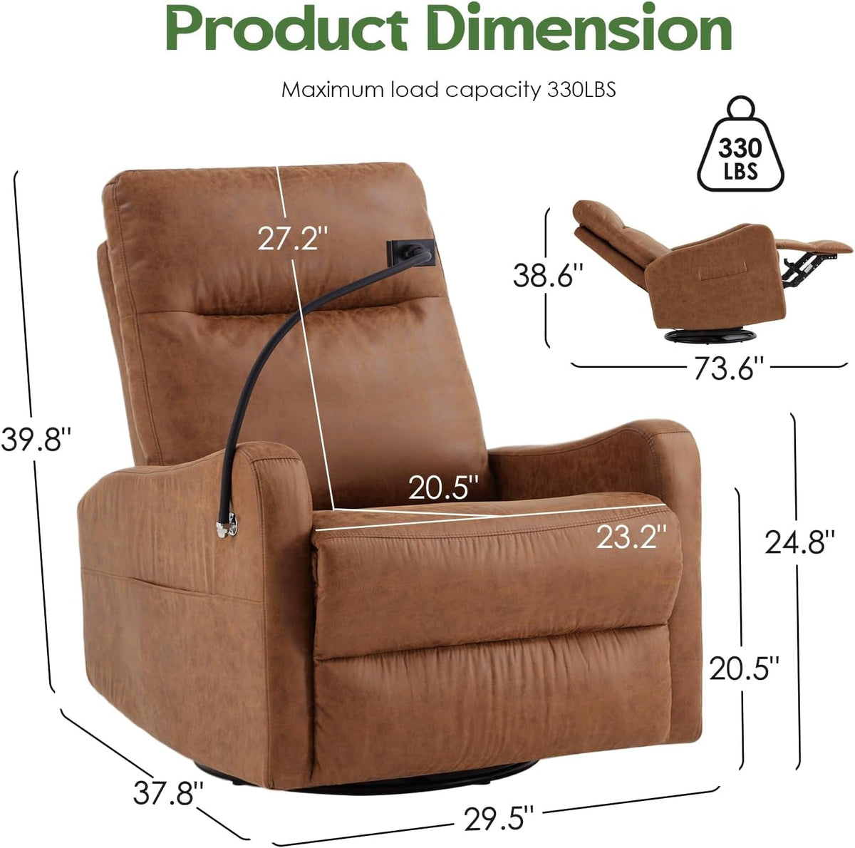 Oversized Brown Leather Recliner With Phone Holder