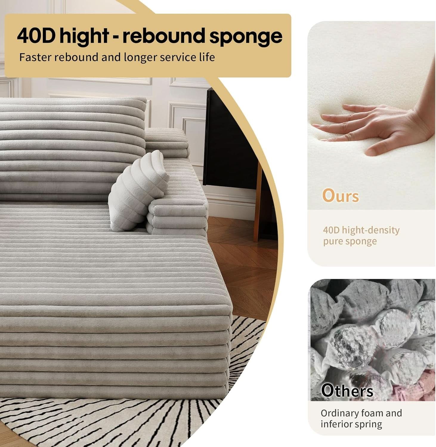 Oversized Chaise Lounge Chair with Plush Memory Foam