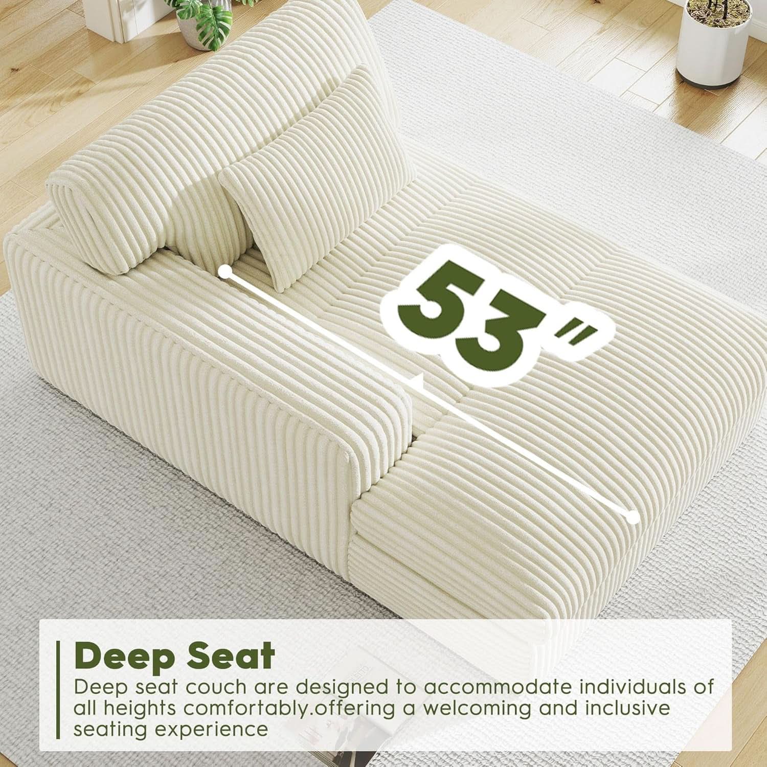 Oversized Corduroy Chaise Lounge Chair Snow White Plush