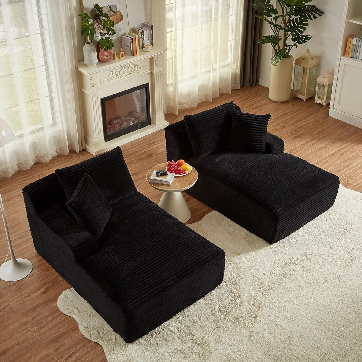 Oversized Corduroy Chaise Lounge Loveseat With Sleeper Sofa