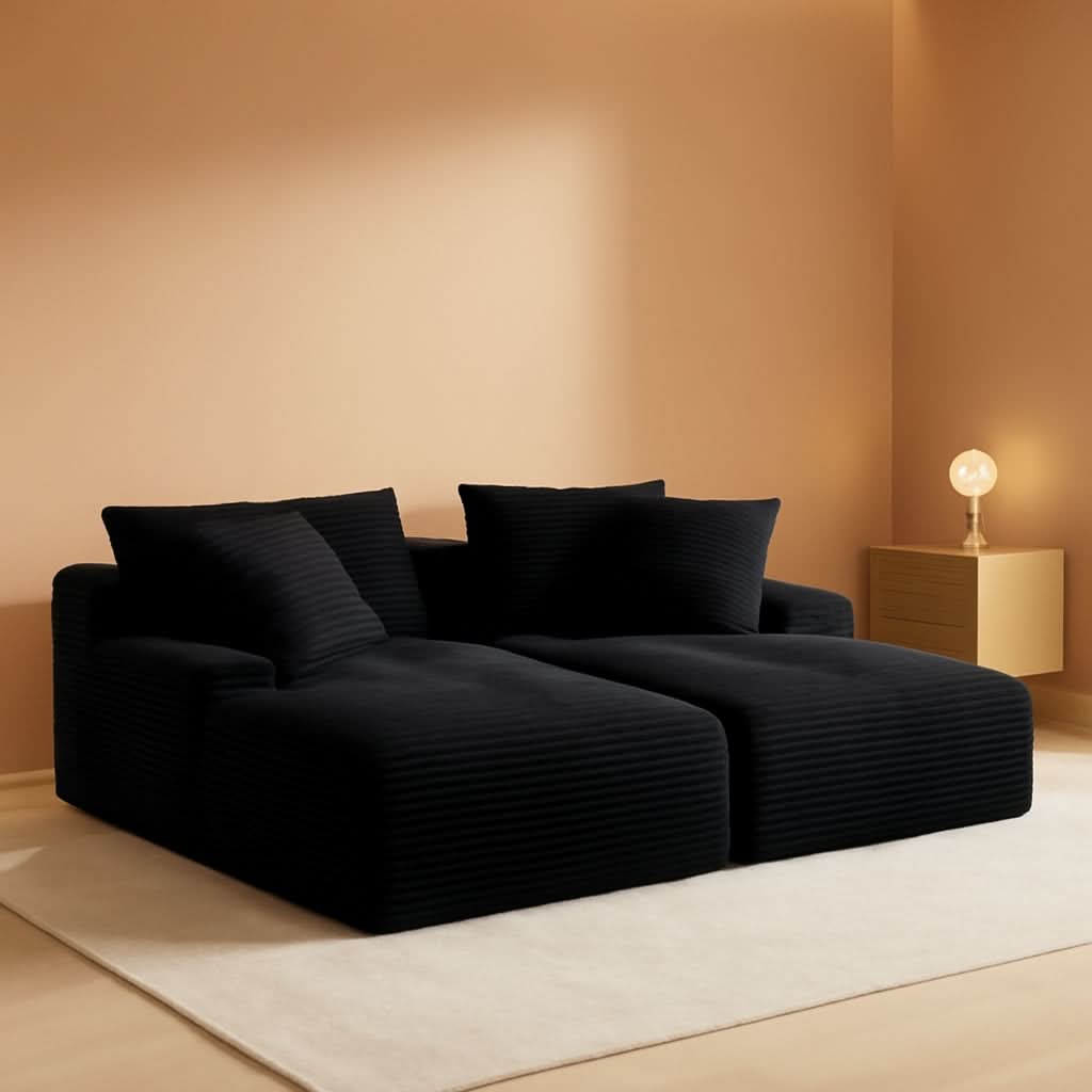 Oversized Corduroy Chaise Lounge Loveseat With Sleeper Sofa