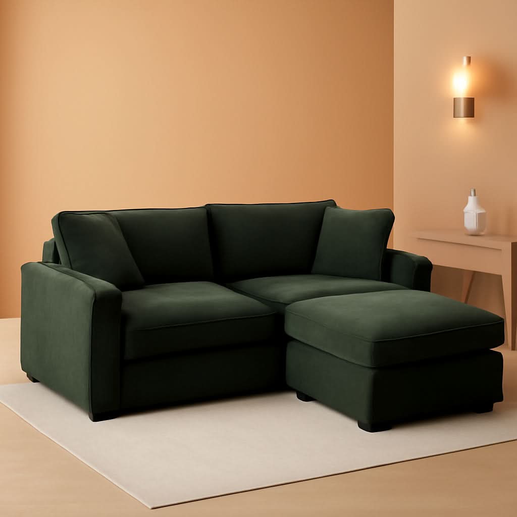 Oversized Corduroy Sectional Couch with USB and Cup Holders