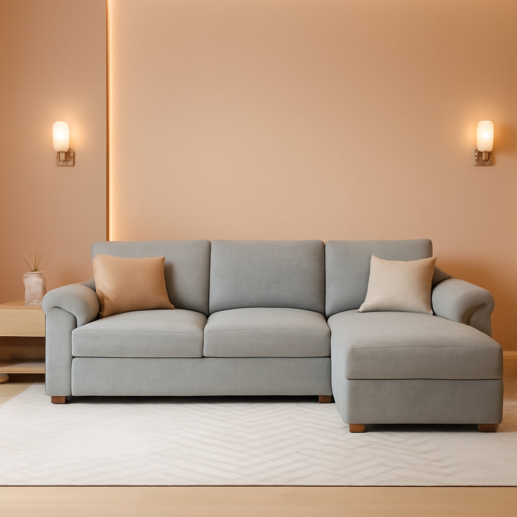 Oversized Deep Seat L Shape Sectional Sofa with Ottoman
