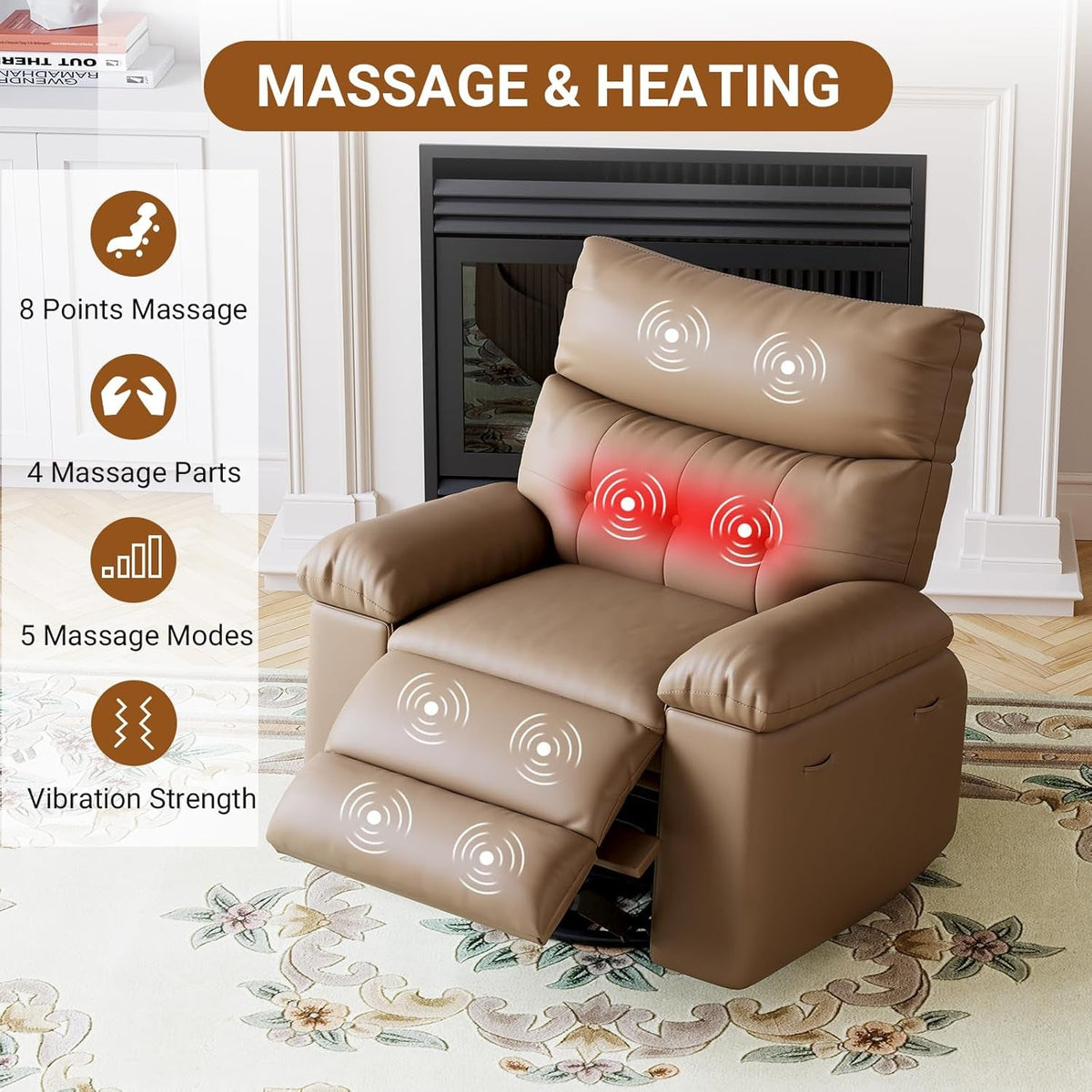 Oversized Electric Massage Recliner Chair With 360 Swivel