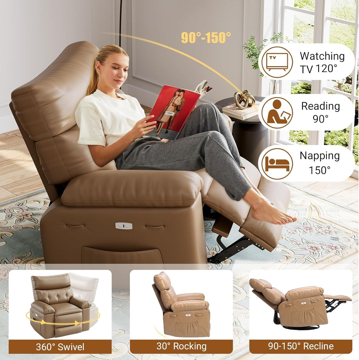 Oversized Electric Massage Recliner Chair With 360 Swivel