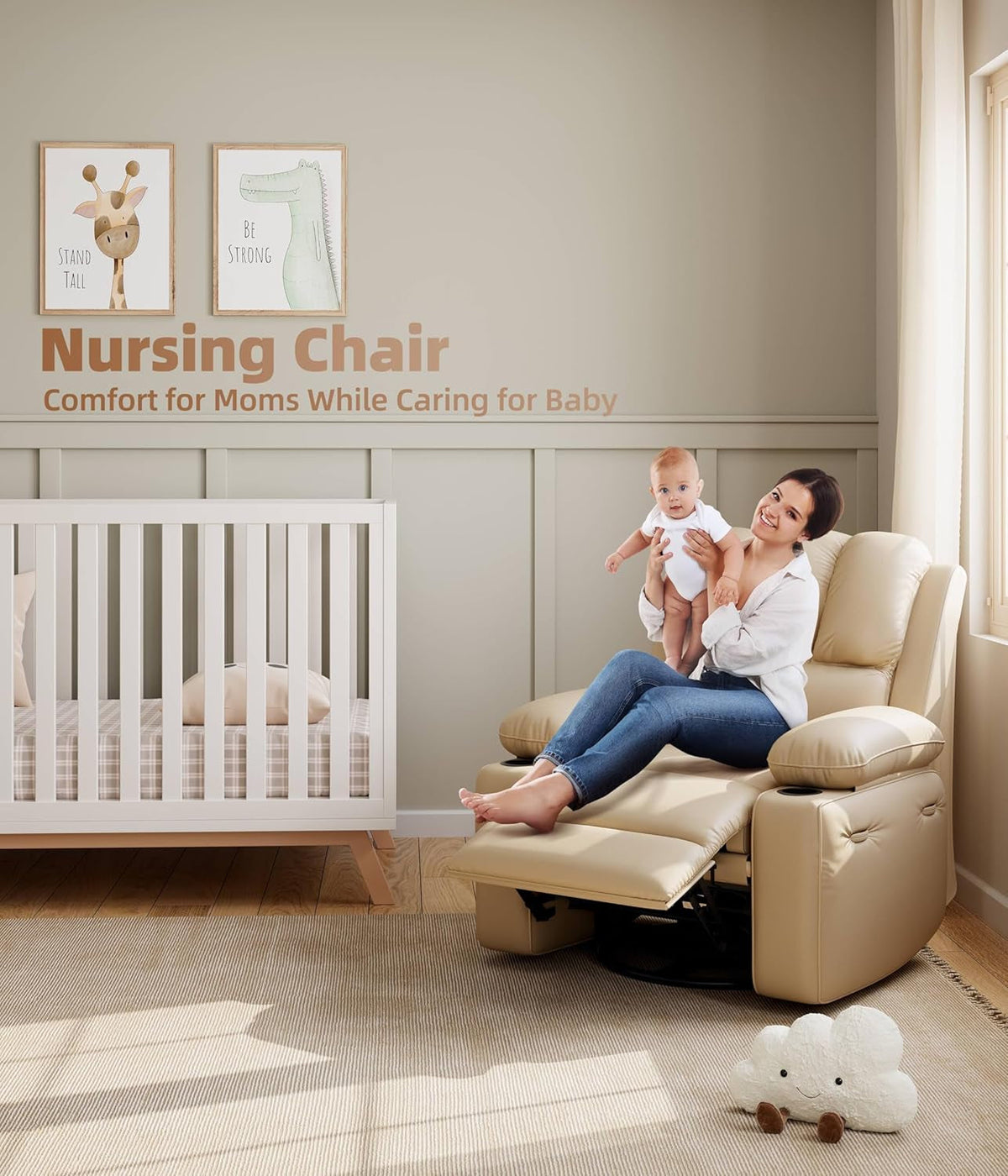 Oversized Electric Recliner Chair With 360 Swivel Massage