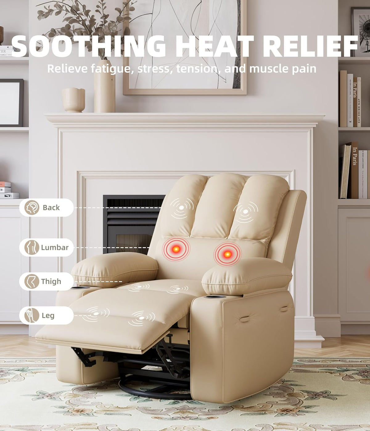 Oversized Electric Recliner Chair With 360 Swivel Massage
