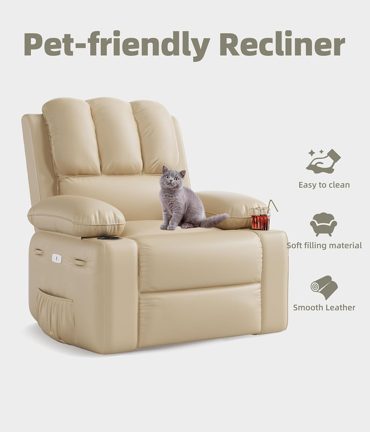 Oversized Electric Recliner Chair With 360 Swivel Massage