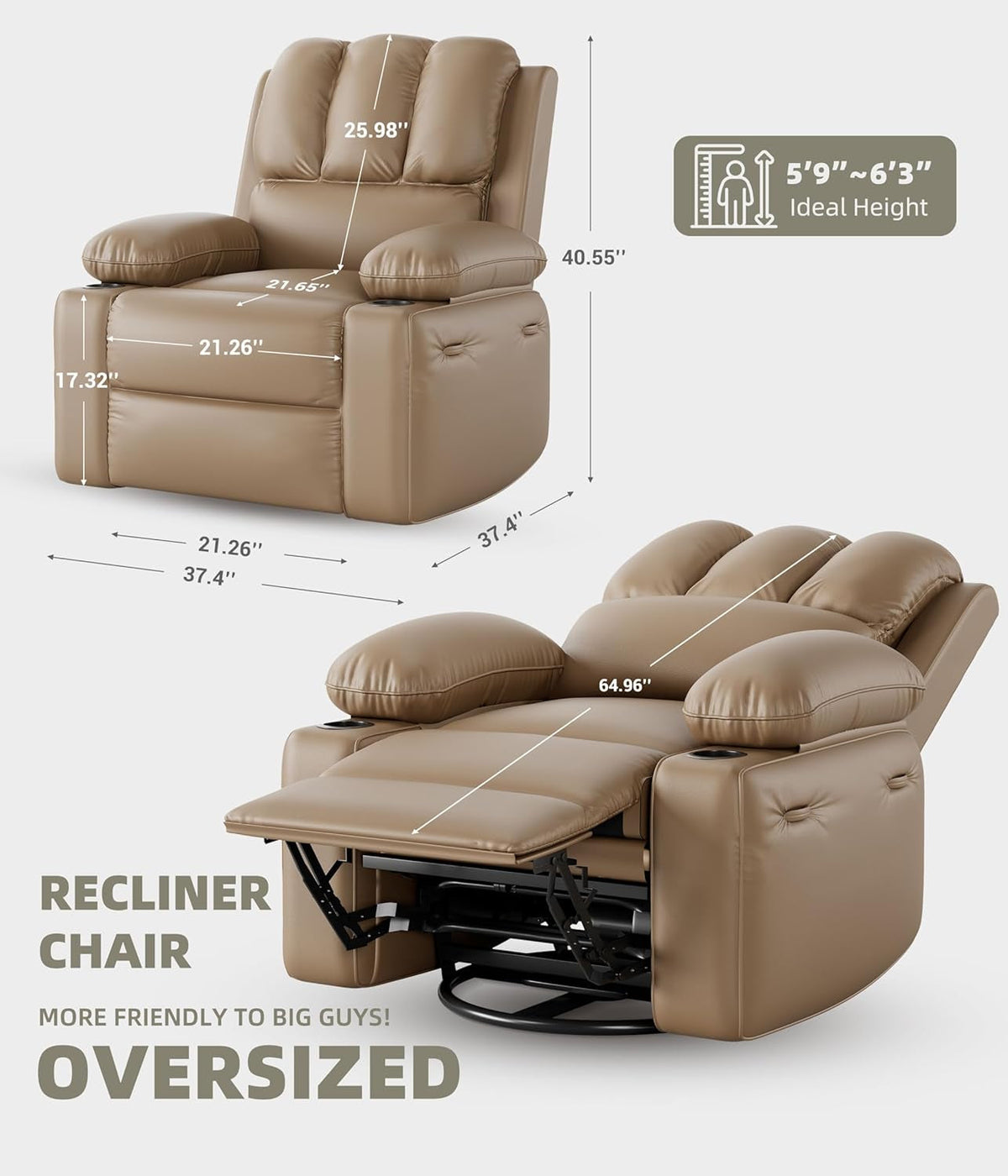Oversized Electric Recliner Chair With Heat And Massage