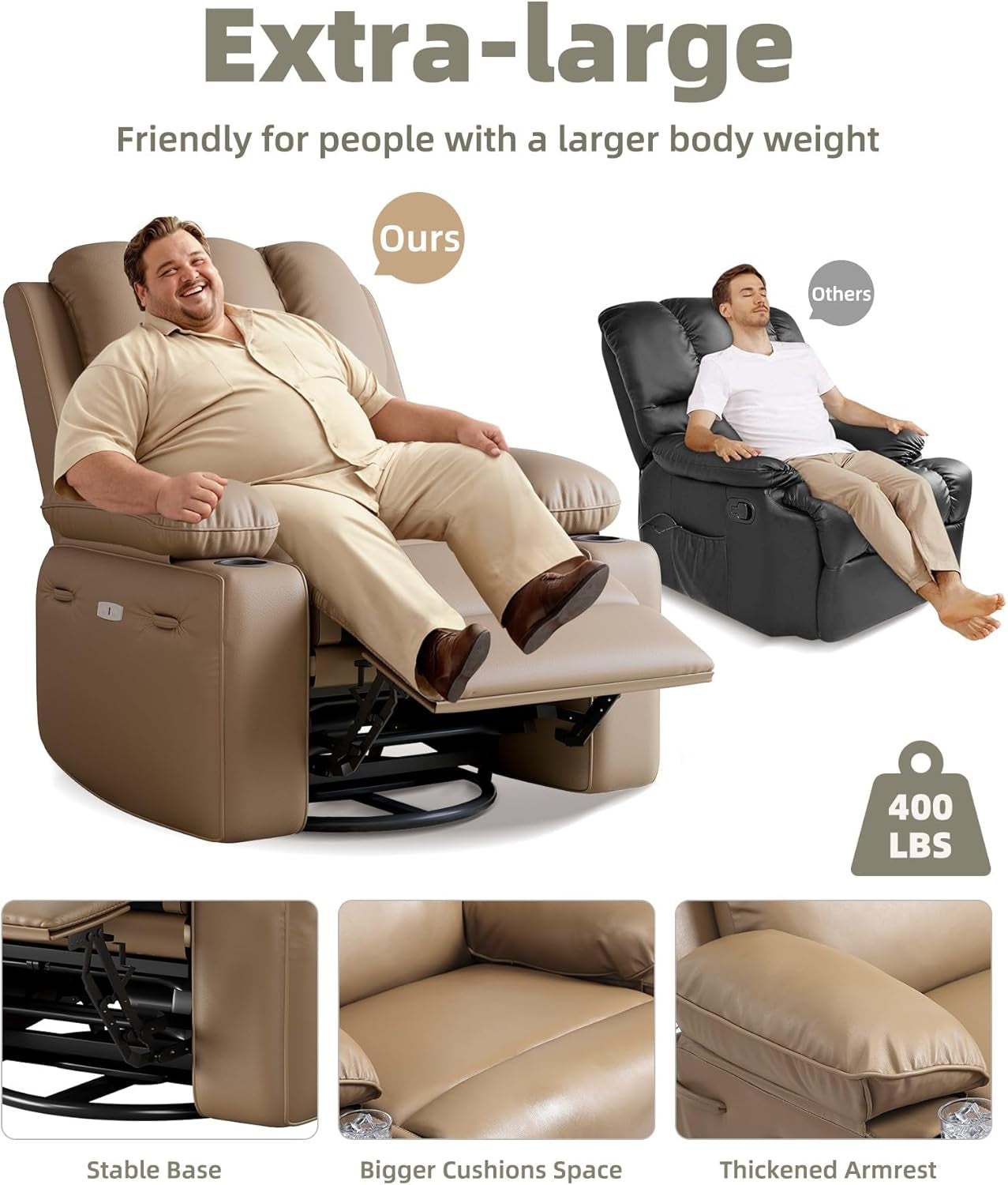 Oversized Electric Recliner Chair With Heat And Massage