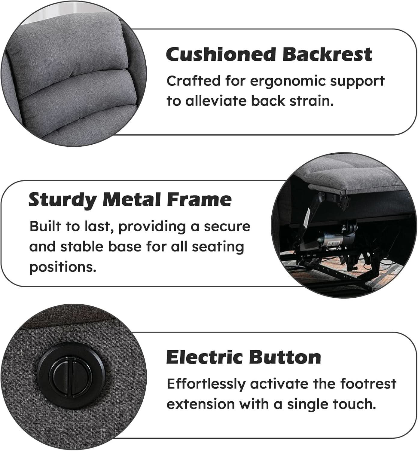 Oversized Grey Electric Recliner Chair For Living Room